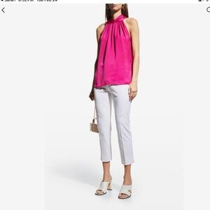 NWT. Kobi Halperin Satin Halter Top (Deanne) in Magenta size L